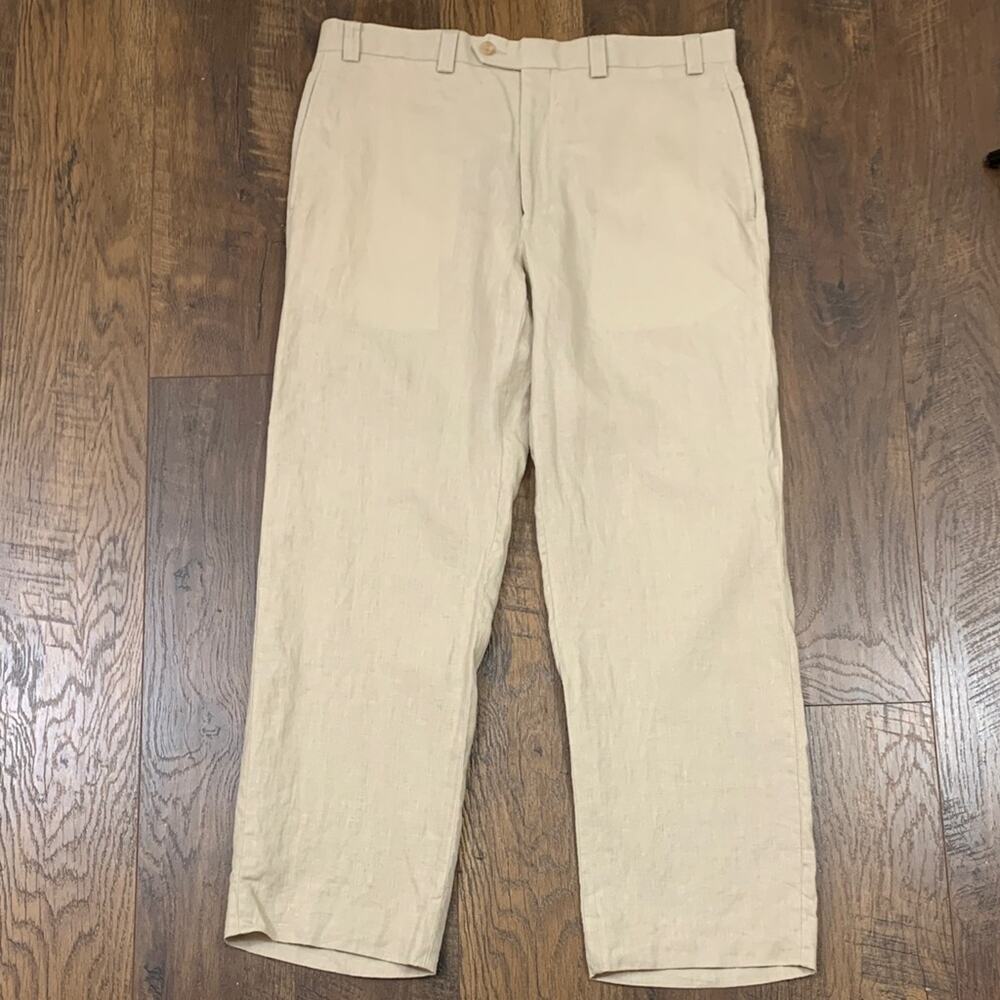 Lauren Ralph Lauren Linen Tan Light Weight Straight Leg Pants